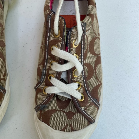 Rare Coach Barrett Sneakers Size 8 Q322 F0007/L07 Brown Tan Stripe - Picture 3 of 13